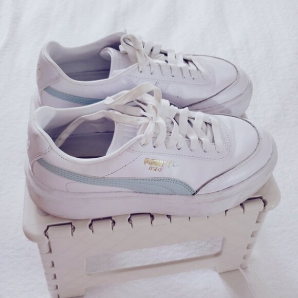 PUMA OSLO MAJA White + Mint Blue Platform Sneakers - Picture 8 of 16